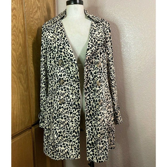 Animal Print Trench Coat Double Breasted Coat Leopard Print by Forever 21 - Picture 6 of 11